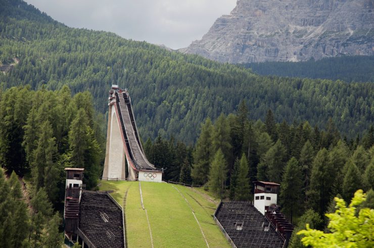 Pim Stouten Olympic ski-jump It looked abandoned and worse for wear, but we had a few kilometres to cover (from Trento to Slovenia, using only B roads), unfortunately we didn't stop for a closer inspection.   The Trampolino Olimpico, used in the 1956 Winter Olympics dates back to the 1920s and featured in For Your Eyes Only. 